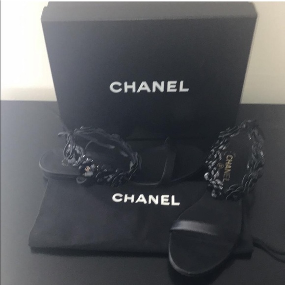 CHANEL Shoes - 🔸"NEW"🔸 Patton leather flower ankle wrap sandals